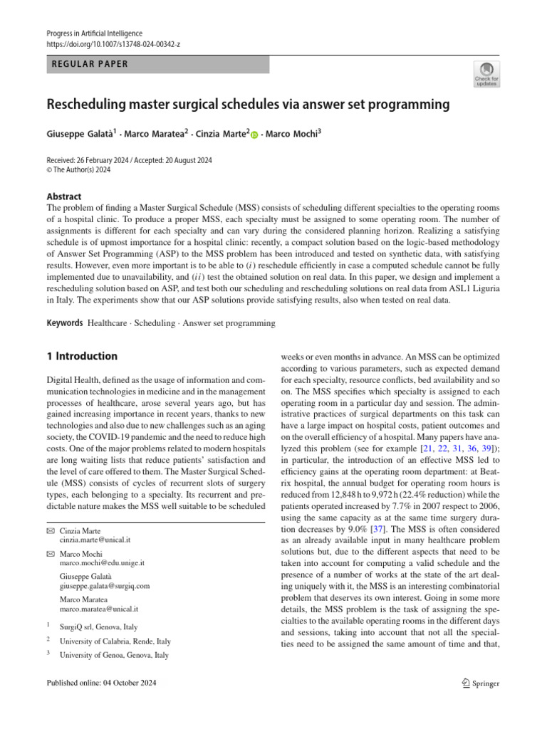 Rescheduling Surgical Schedules with ASP | PDF | Function (Mathematics ...