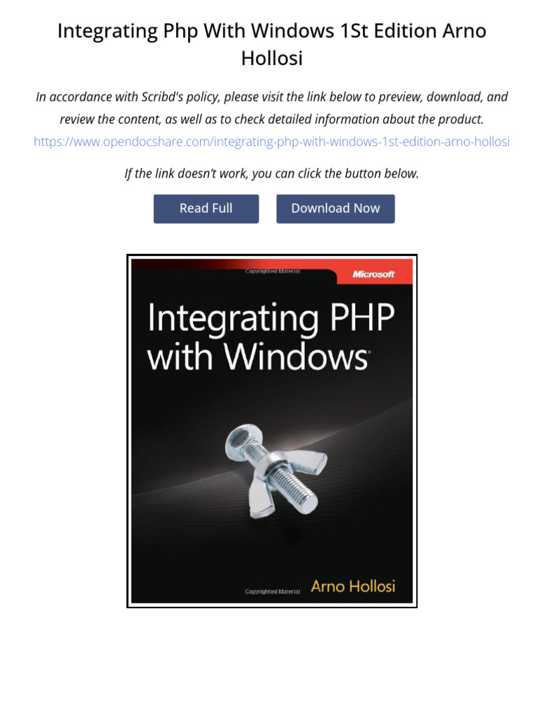 Integrating PHP With Windows 1st Edition Arno Hollosi PDF Version | PDF ...