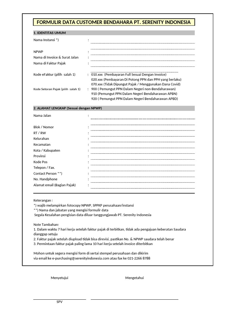 Form Data Customer | PDF