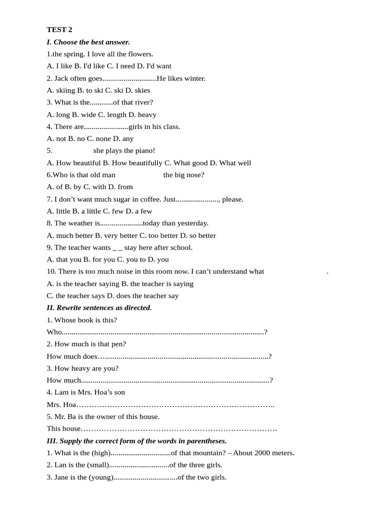 English Language Test Practice | PDF