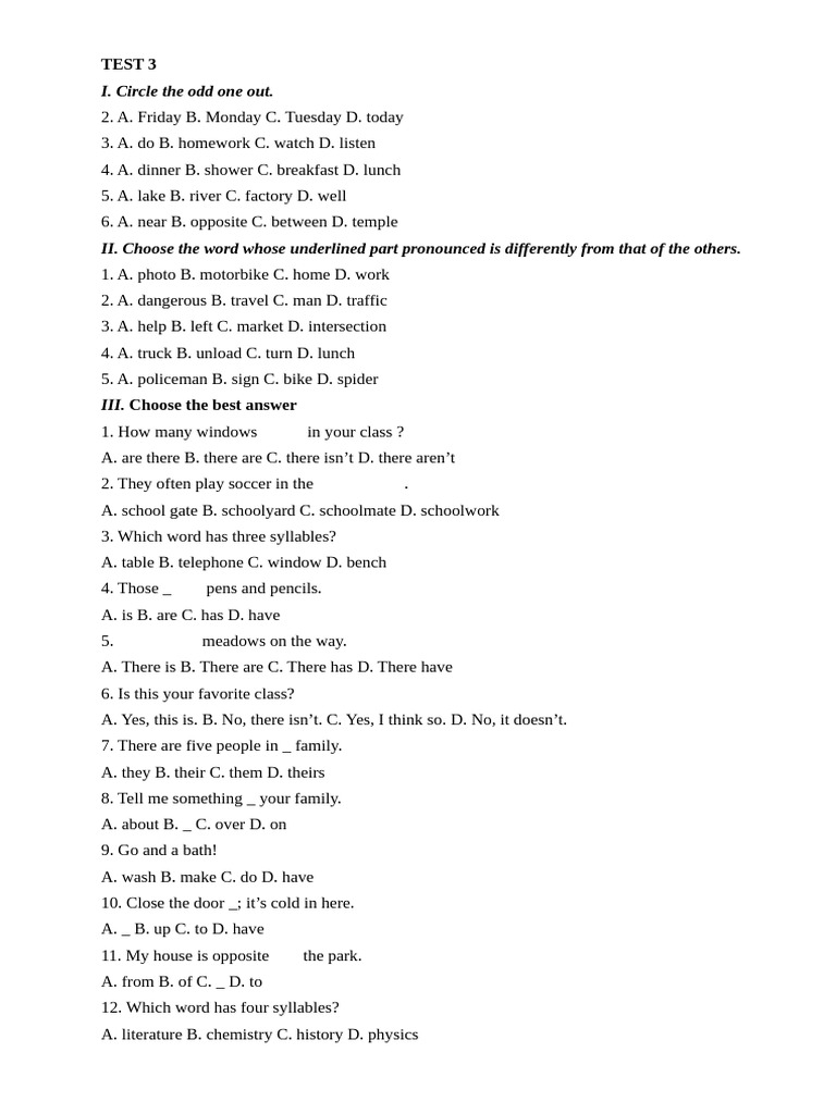 English Language Practice Test | PDF