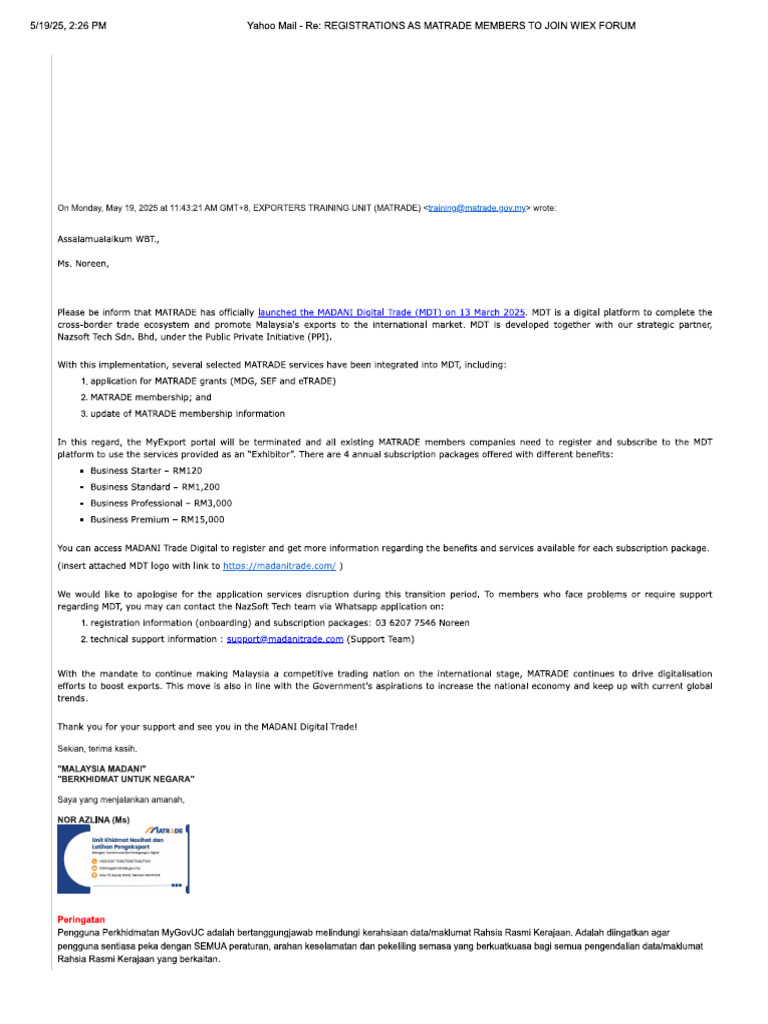 MATRADE Membership Registration | PDF
