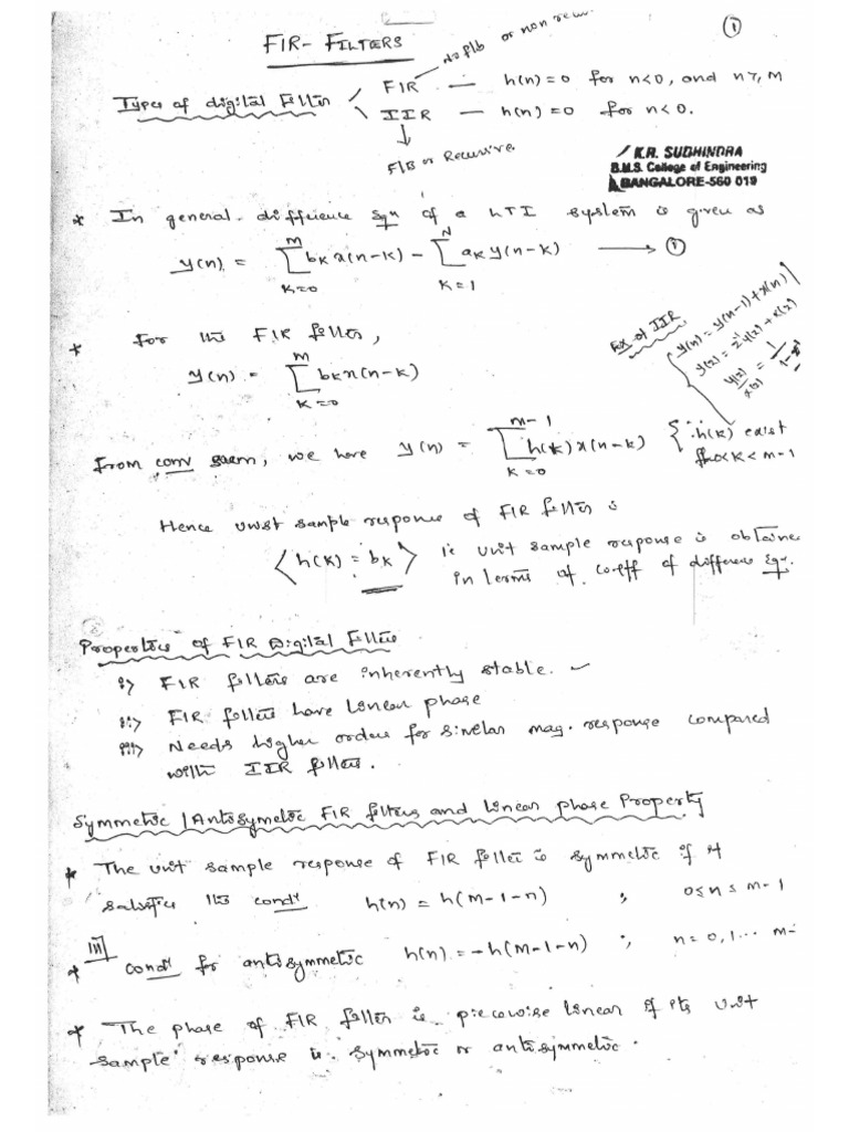 FIR Filter Handwritten Notes | PDF