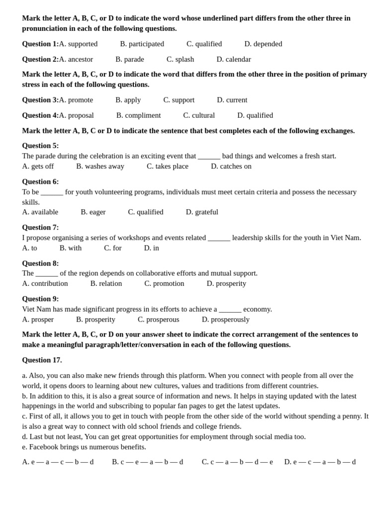 (E11) - UNIT 4 (TEST FORM 2025 - 2) | PDF | Vietnam | Vietnamese People