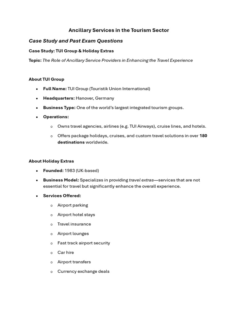 Ancillary Services in The Tourism Sector | PDF | Business
