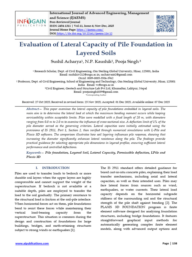 Lateral Capacity of Pile Foundations | PDF | Strength Of Materials ...