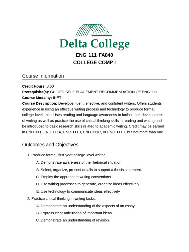 ENG 111: College Composition I Guide | PDF | Title Ix | Sexual Harassment
