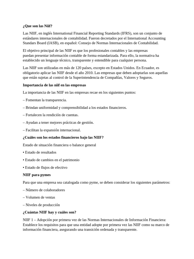 Qué son las NIIF y su importancia | PDF | normas internacionales de ...