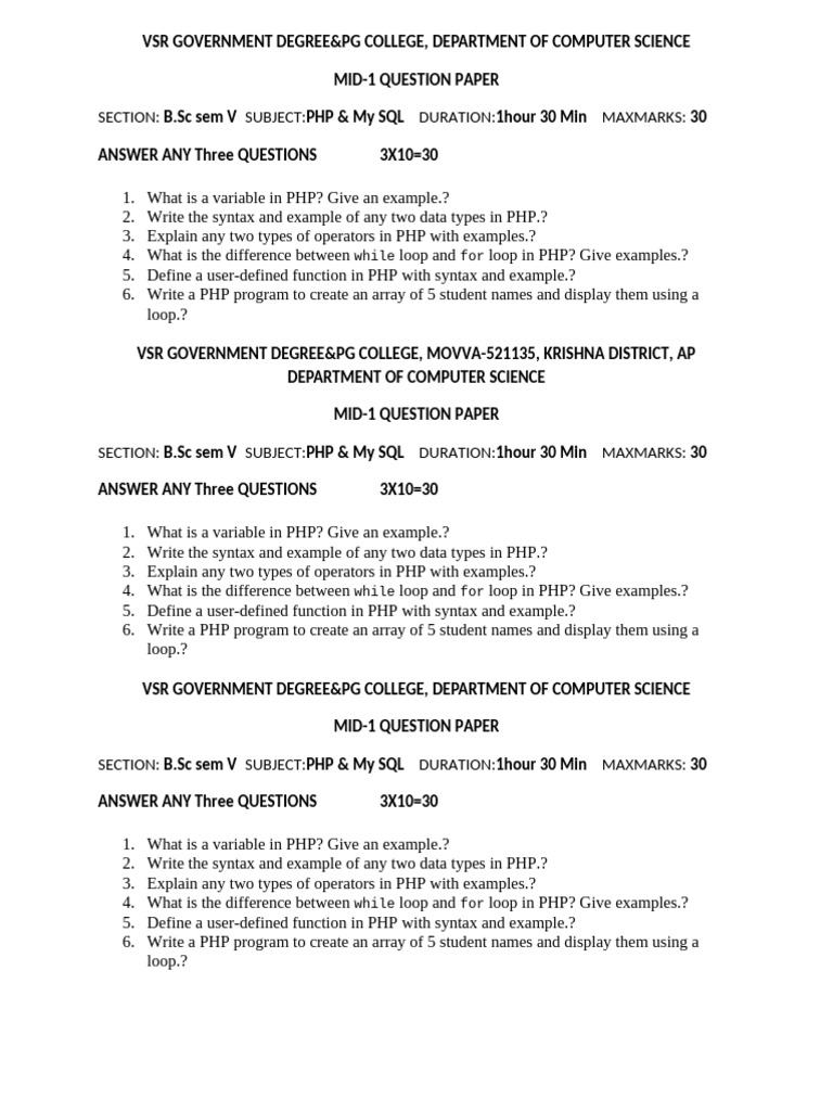 PHP, Python, and Blockchain Exam Questions | PDF | Php | Python ...
