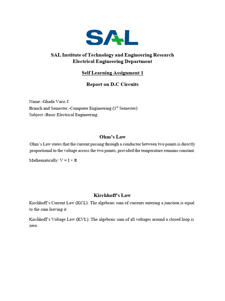 Report 1 - DC Circuits Varis | PDF