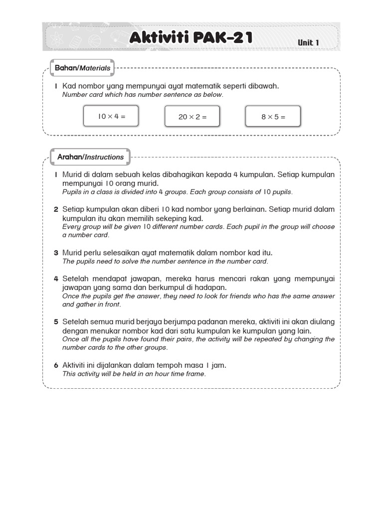 Aktiviti Pembelajaran PAK-21 Matematik | PDF