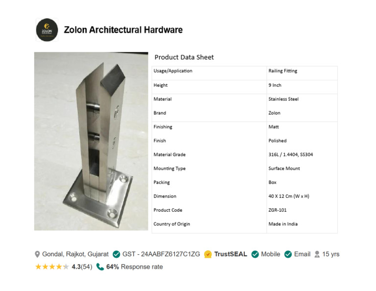 Zolon Stainless Steel Railing Fitting | PDF