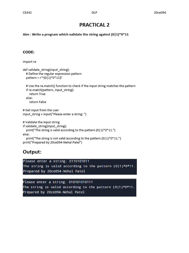 20ce071 Dlp Practical 2 | PDF