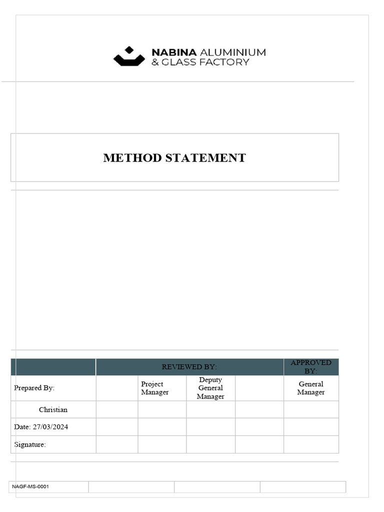 Shower Glass Method Statement | PDF | Occupational Safety And Health