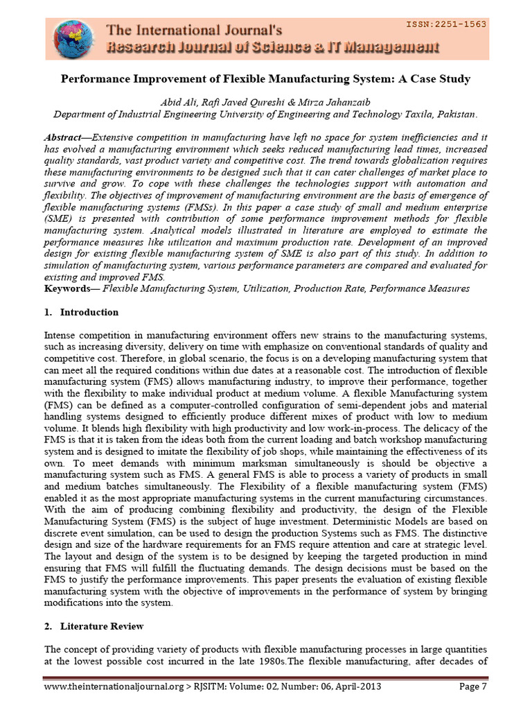 Flexible Manufacturing System Performance | PDF | Simulation