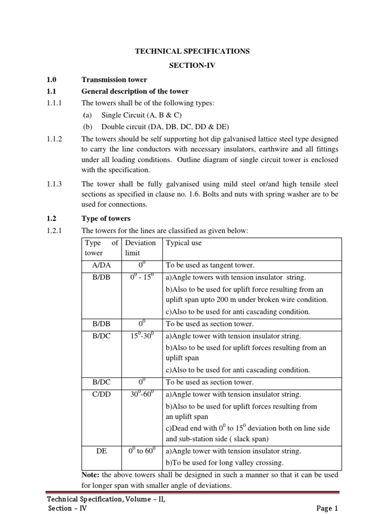 Transmission Tower Specs | PDF | Screw | Nut (Hardware)