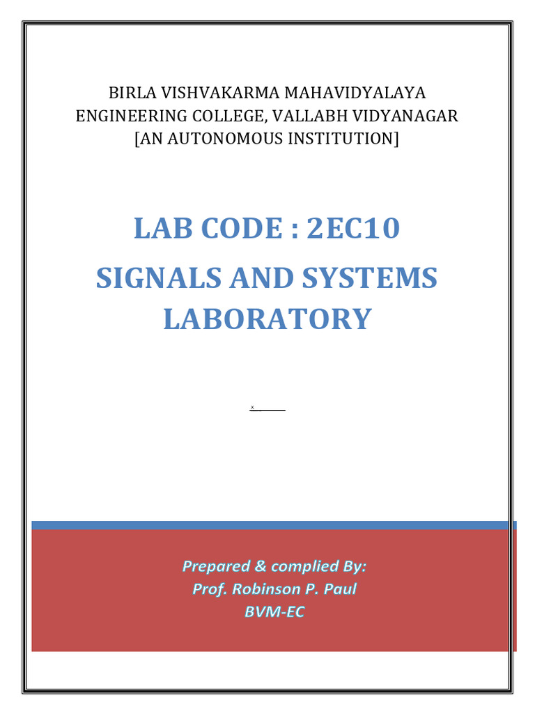 MATLAB Signals and Systems Lab Guide | PDF | Laplace Transform ...