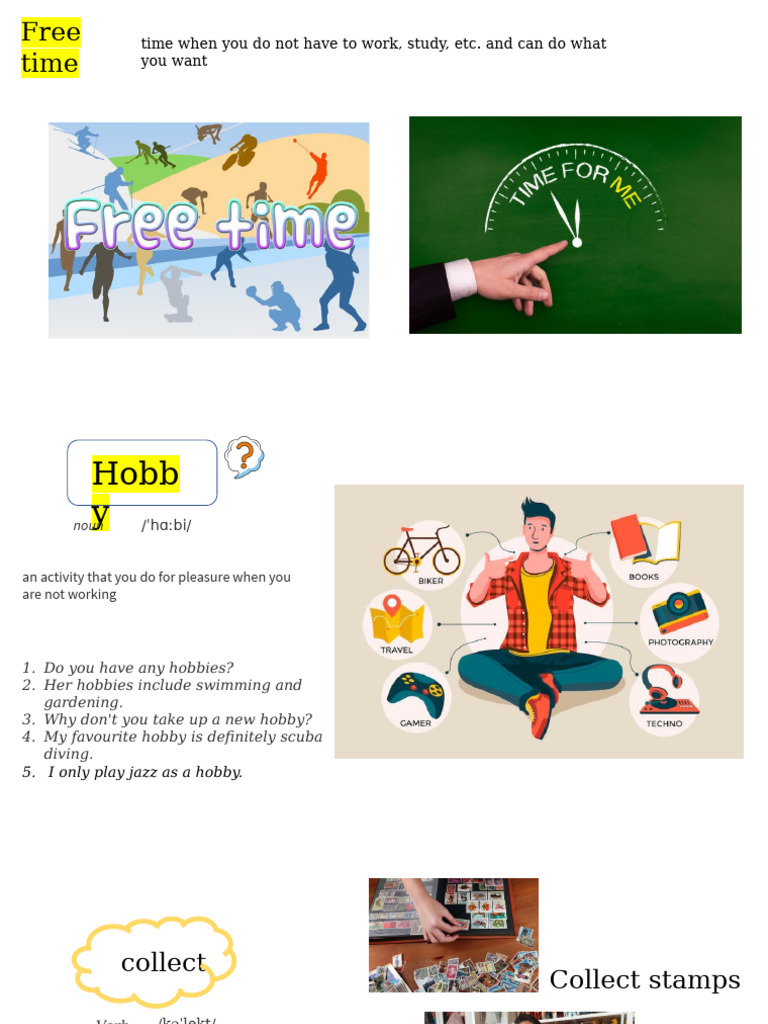 Hobbies and Free Time Activities Guide | PDF | Hobbies