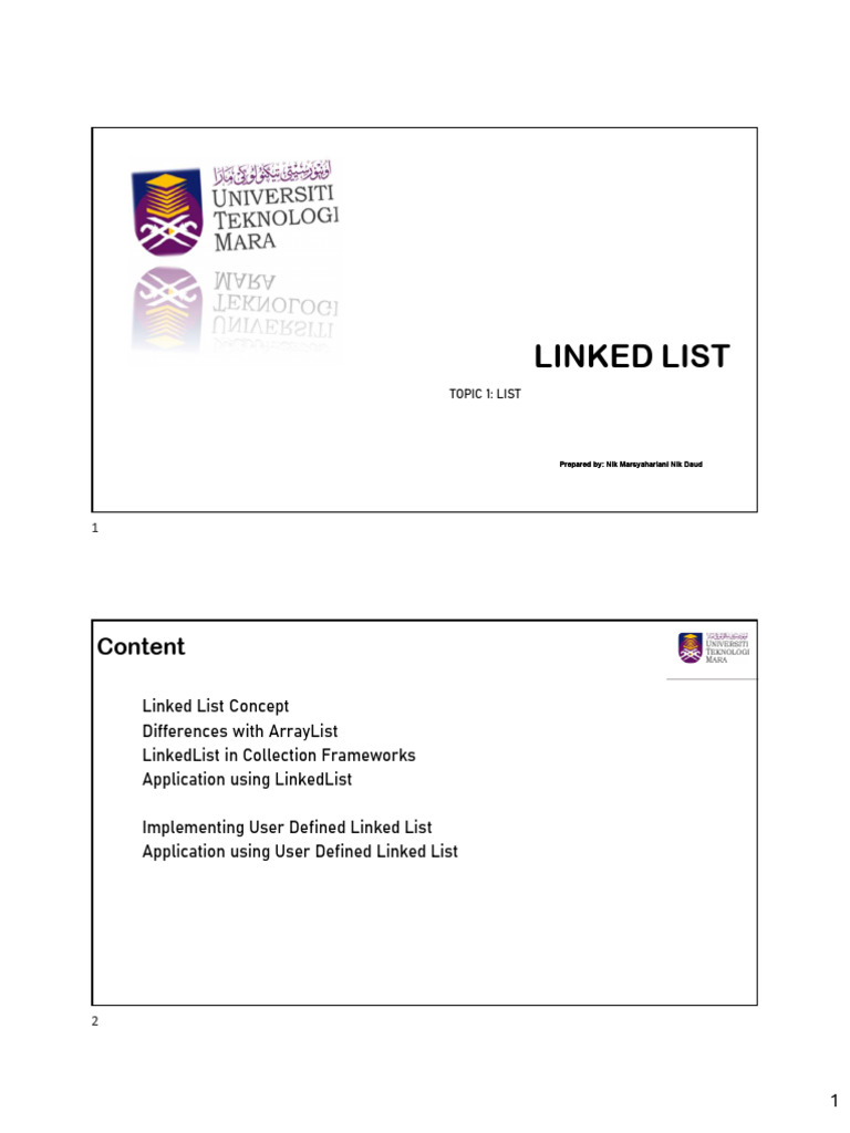 Topic 1 LinkedList 1 | PDF | Data Management | Software Engineering