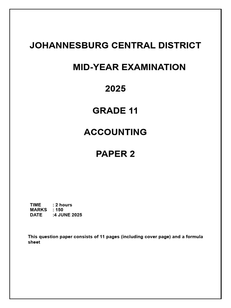 Grade 11 Accounting Exam Paper 2 | PDF | Debits And Credits | Depreciation