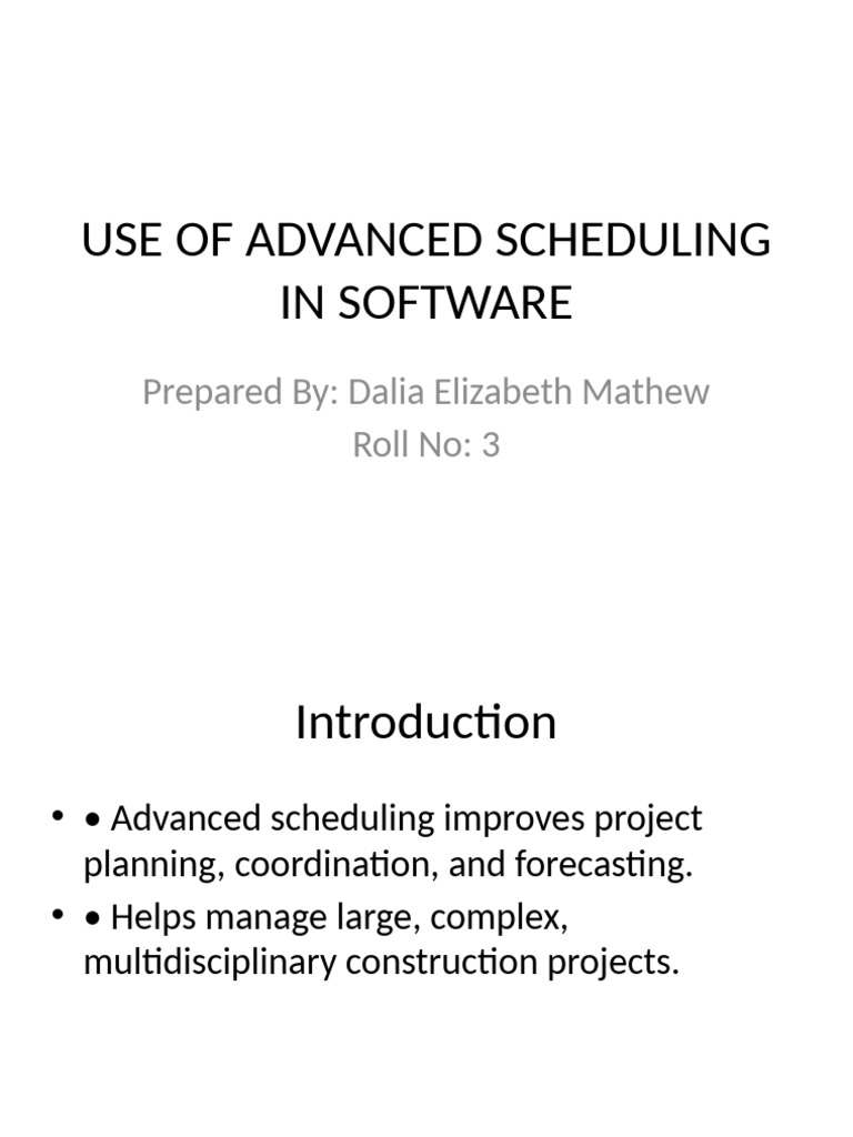 Advanced Scheduling in Construction Software | PDF