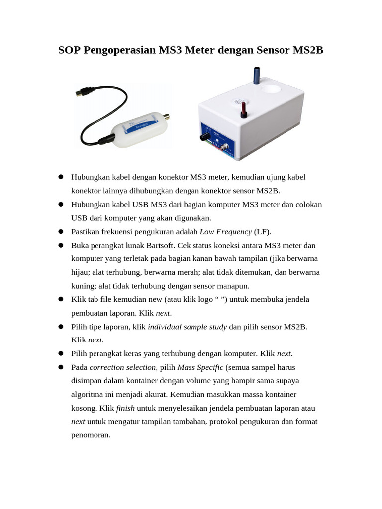 SOP Pengoperasian MS3 Meter Dengan Sensor MS2B | PDF