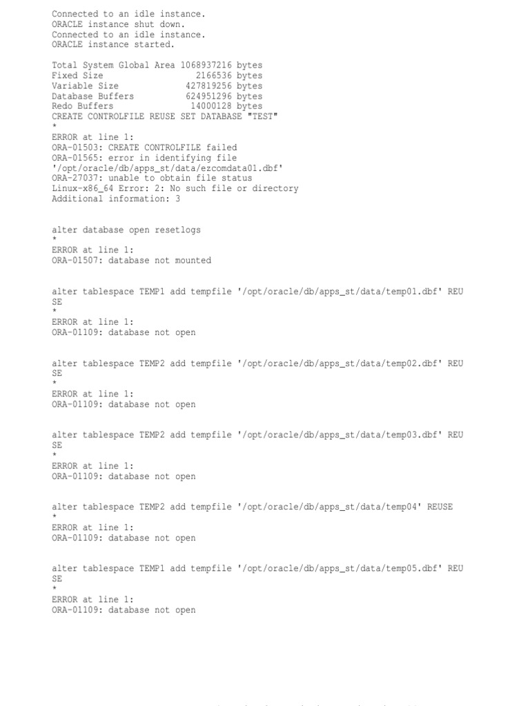 Troubleshooting Oracle Database Initialization Errors PDF Databases