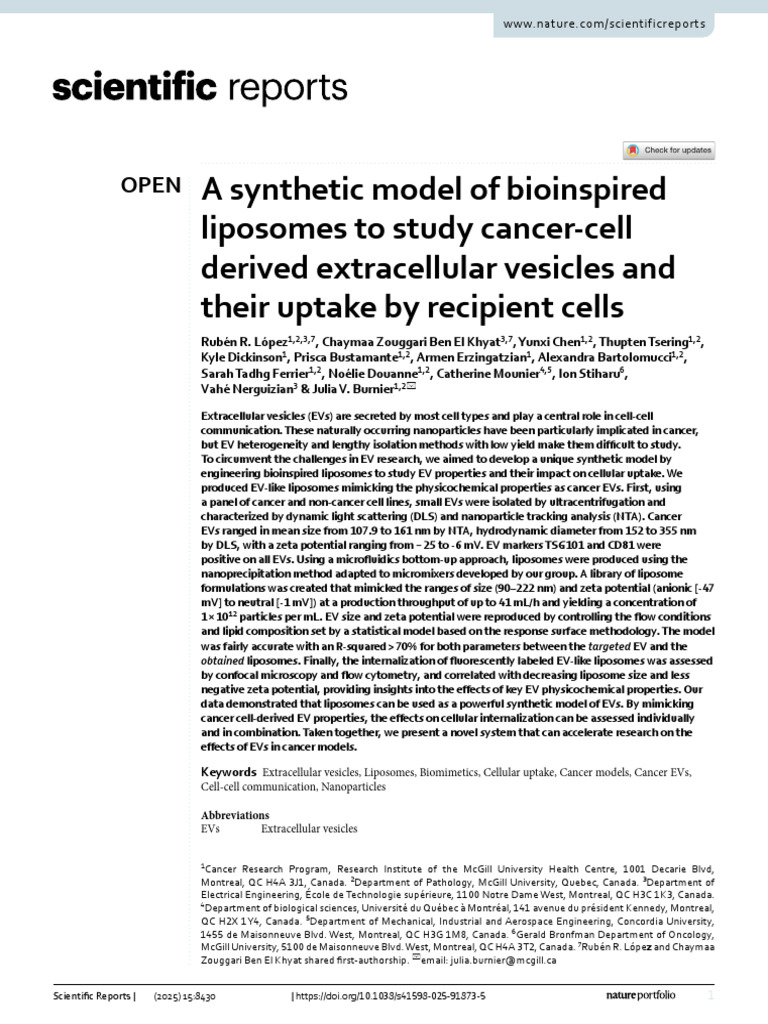 A Synthetic Model of Bioinspired | PDF | Vesicle (Biology And Chemistry ...