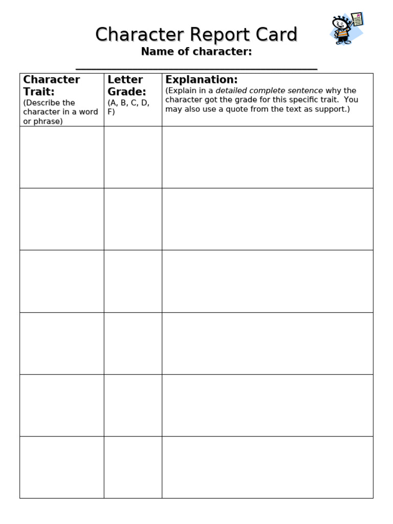 Character Report Card | PDF