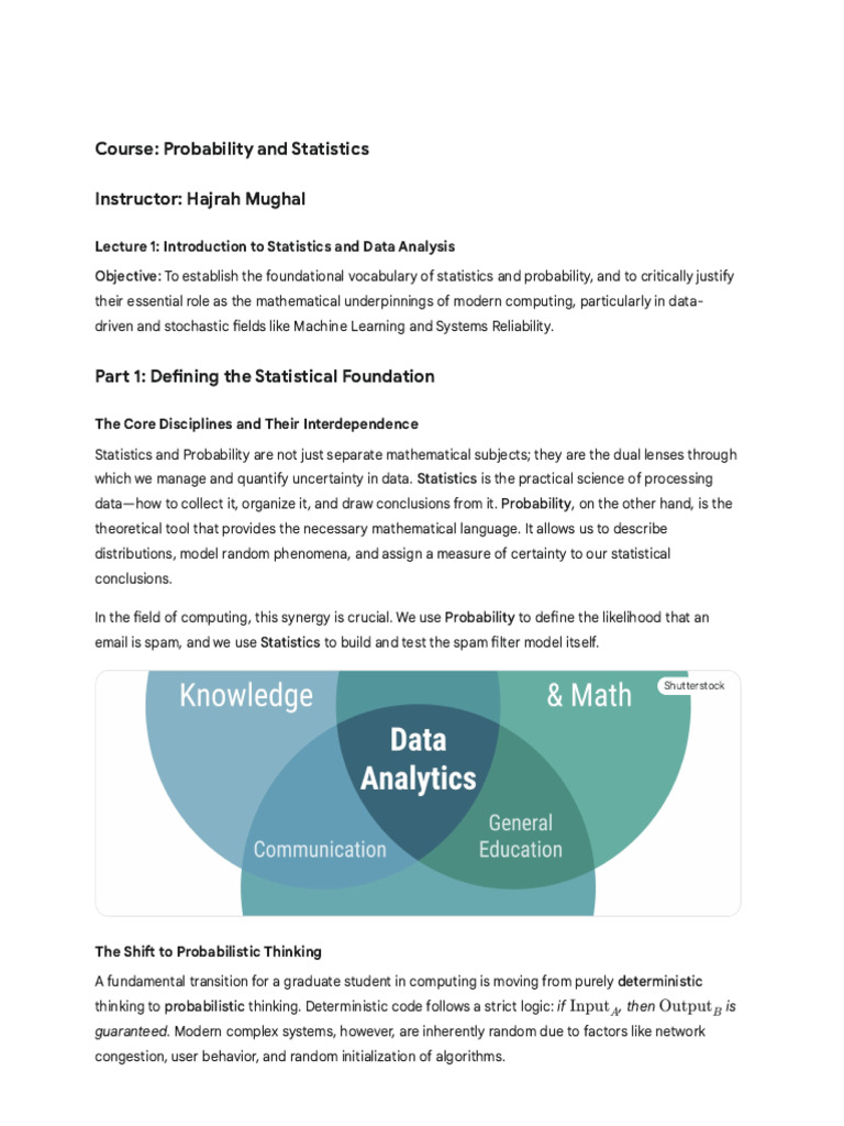 Foundations of Statistics and Probability | PDF | Statistics | Data ...