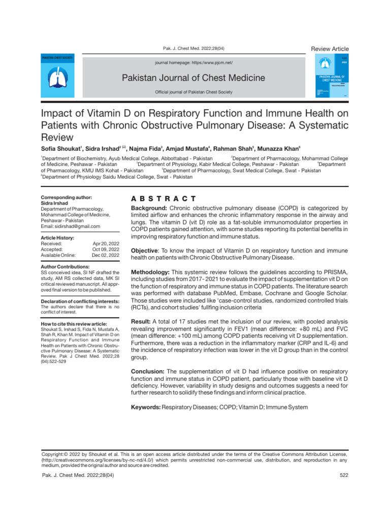 Vitamin D's Impact on COPD Health | PDF | Chronic Obstructive Pulmonary ...