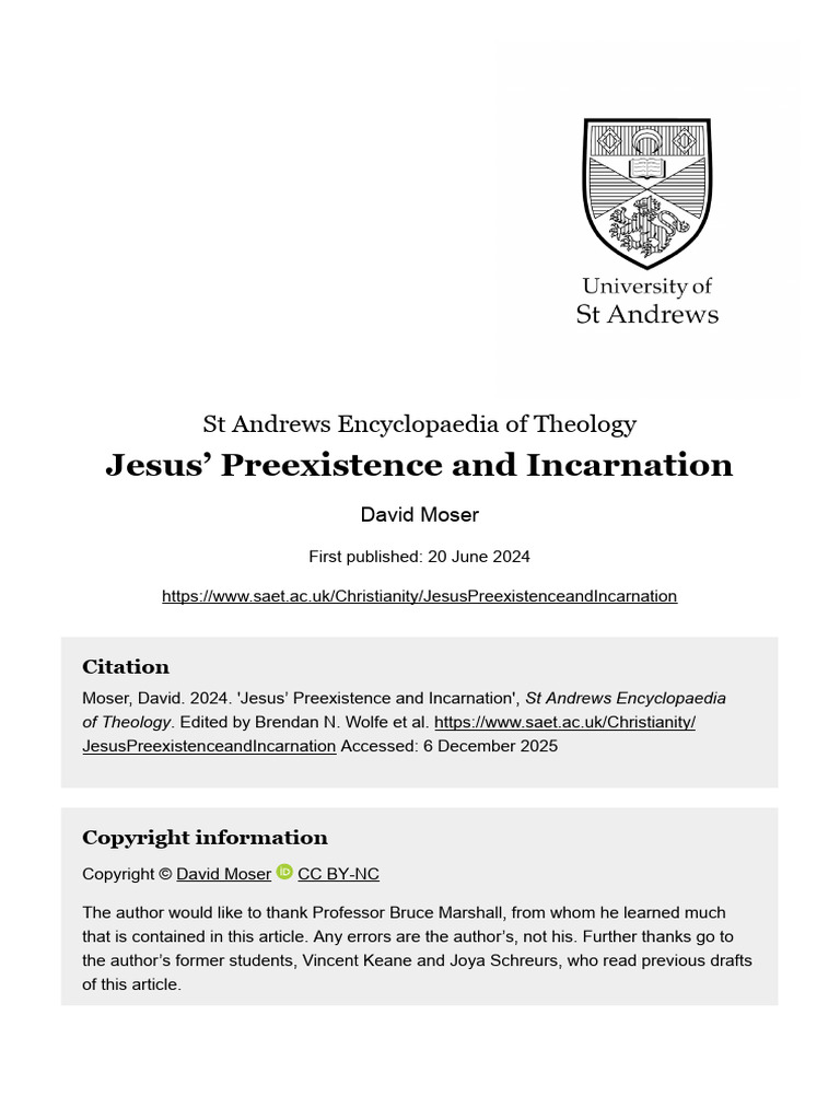 JesusPreexistenceandIncarnation | PDF | Gospel Of John | Incarnation ...