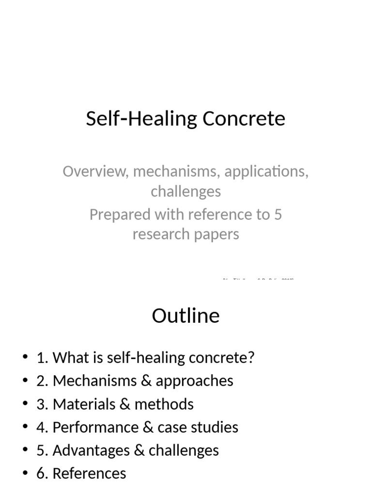 Self Healing Concrete Presentation Cited Visible (2) | PDF | Chemical ...