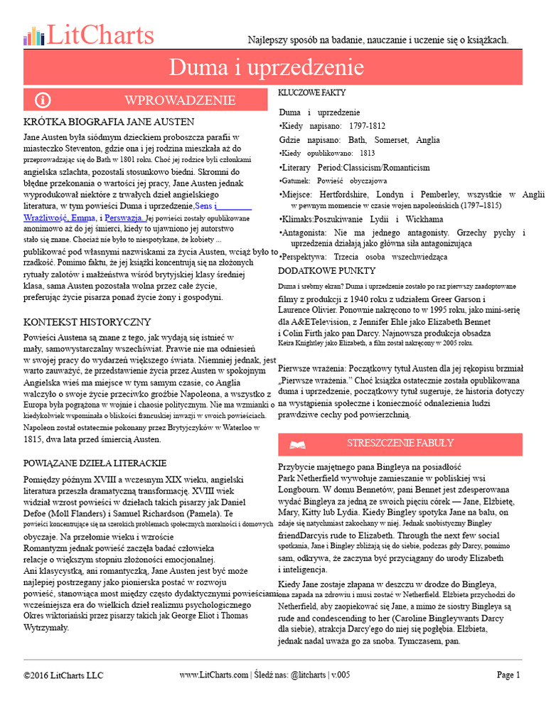 Duma I Uprzedzenie LitChart | PDF