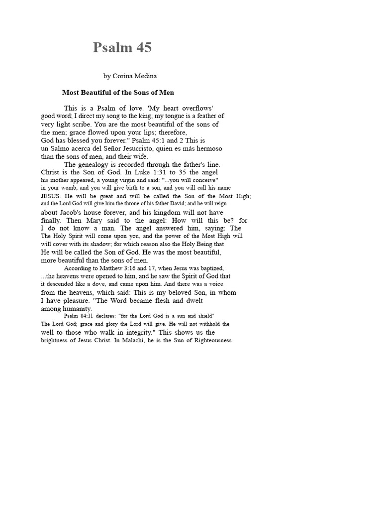 Psalm 45: The Beauty of Christ | PDF | Glory (Religion) | Jesus