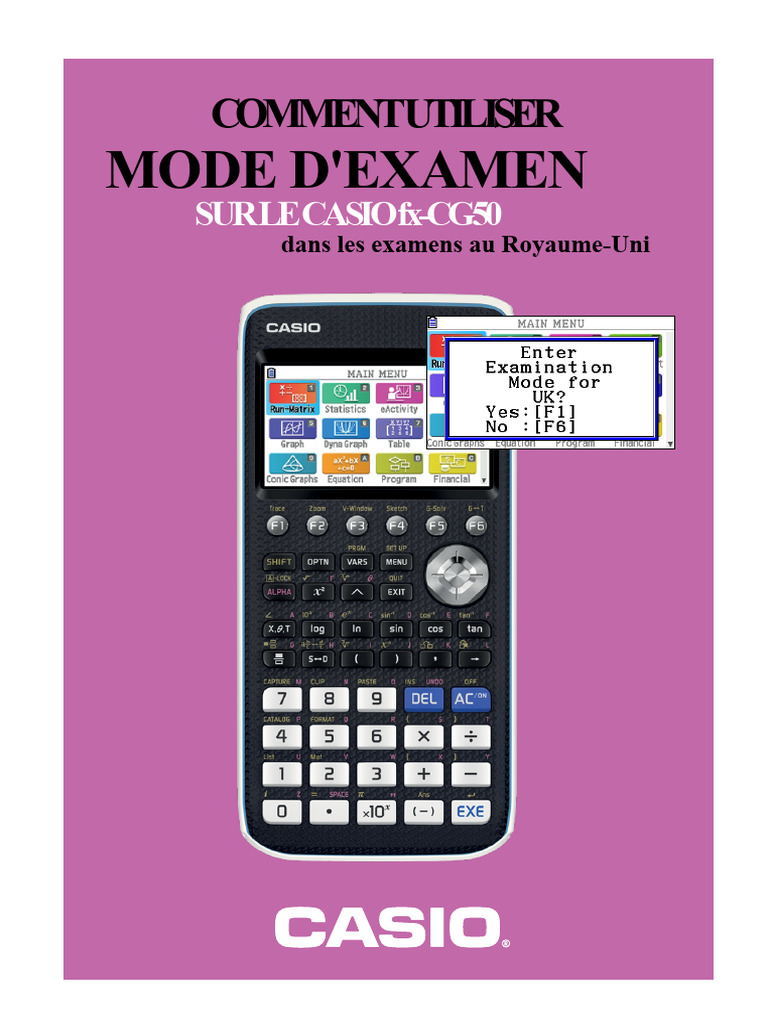 Mode d'examen Casio fx-CG50 UK | PDF | Système d'exploitation ...