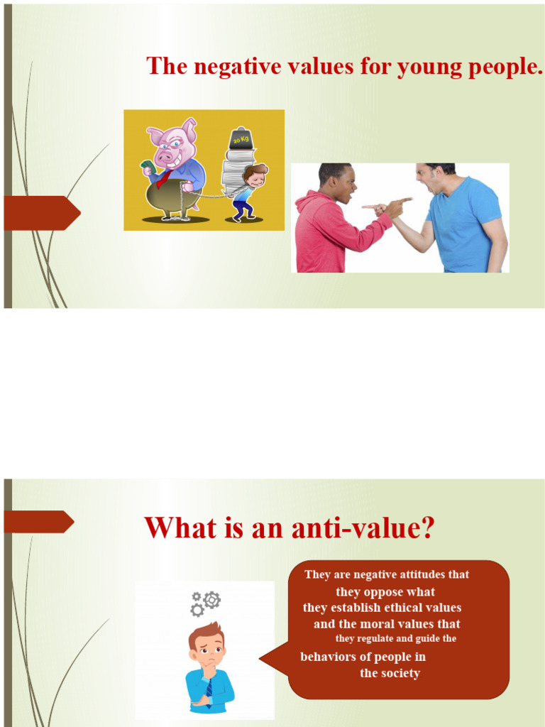 The anti-values for young people | PDF | Value (Ethics) | Social Psychology