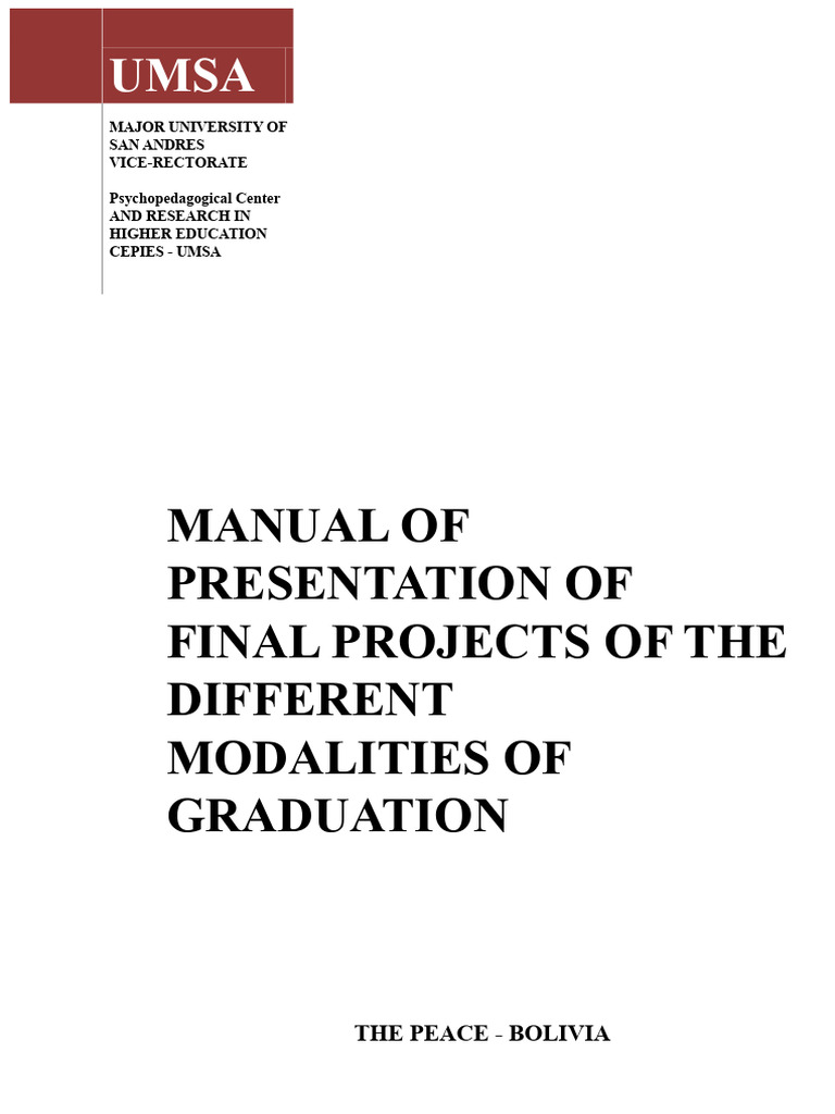Final Project Presentation Manual For The Different Graduation ...