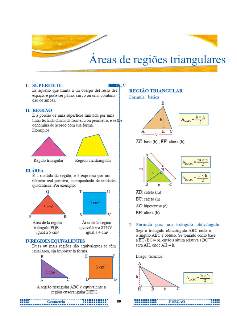 Cálculo da Área de Regiões Triangulares | PDF | Triângulo | Polítopo