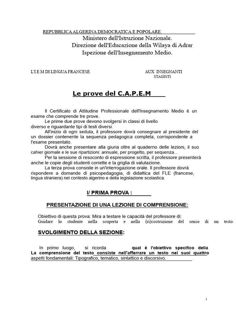 Le Prove Del C.A.P.E.M | PDF