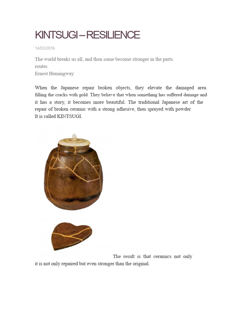 Kintsugi: Embracing Resilience and Healing | PDF | Psychology ...