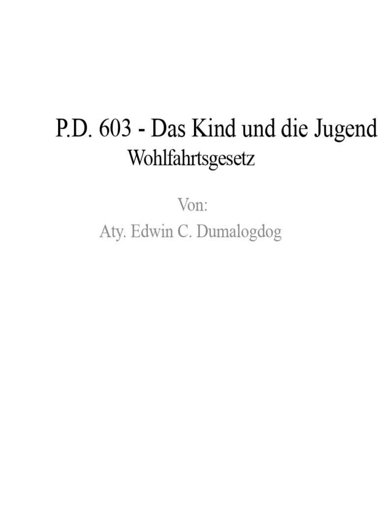 P.D. 603 - Kinder - Und Jugendwohlfahrtsgesetz | PDF