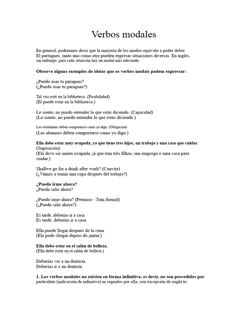 Guía Completa sobre Verbos Modales | PDF | Verbo | Gramática