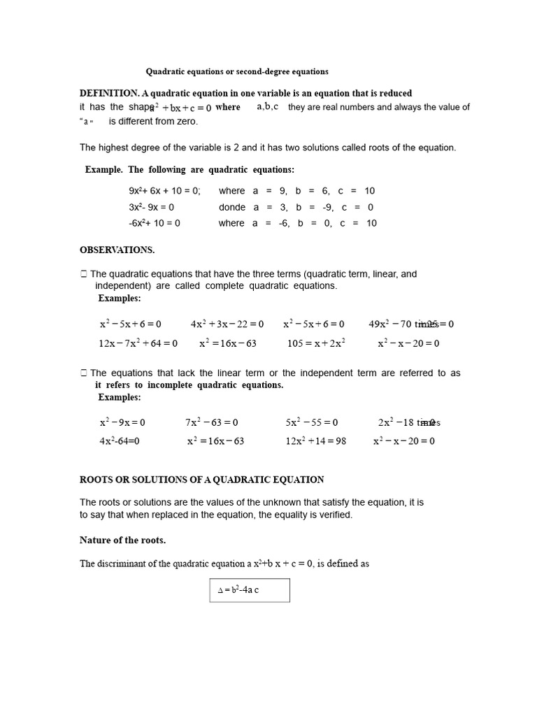 Quadratic equations | PDF | Quadratic Equation | Equations