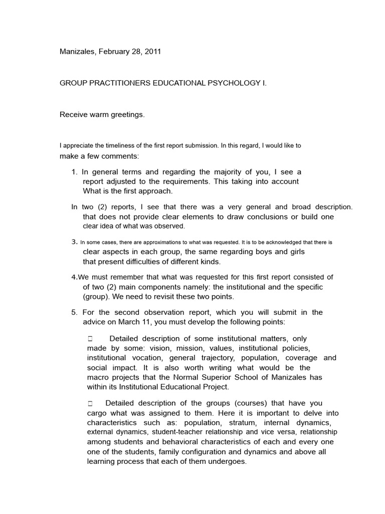 Feedback On Practice Report | PDF | Social Psychology | Liberal Arts ...
