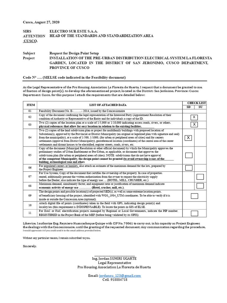 Request for Electrical Design Points in Cusco | PDF | Electric Power ...