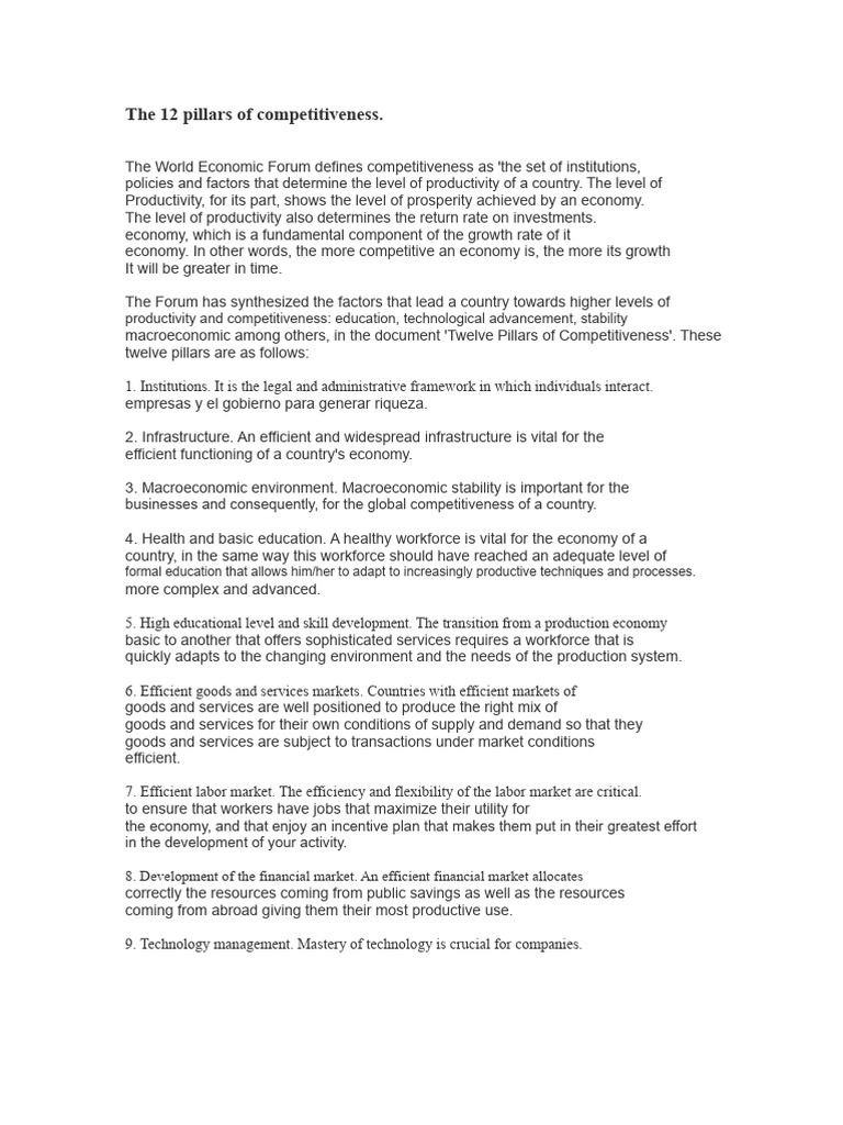 12 Pillars of Economic Competitiveness | PDF | Market (Economics ...