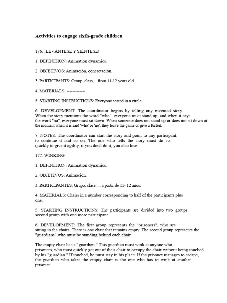Engaging Activities for Sixth Graders | PDF