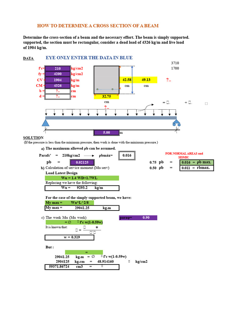 Beam Cross-Section Calculation Guide | PDF | Beam (Structure ...