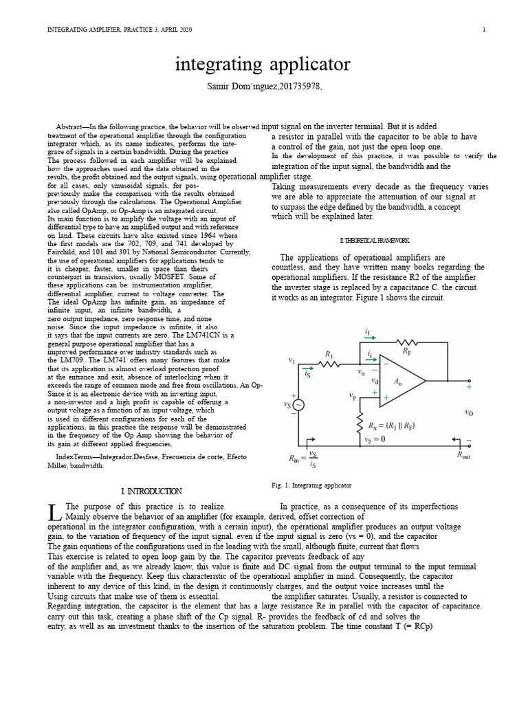 Integrating Amplifier Analysis and Design | PDF | Amplifier ...